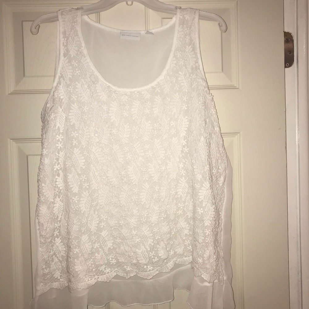 Sheer with lace overlay in front tank top